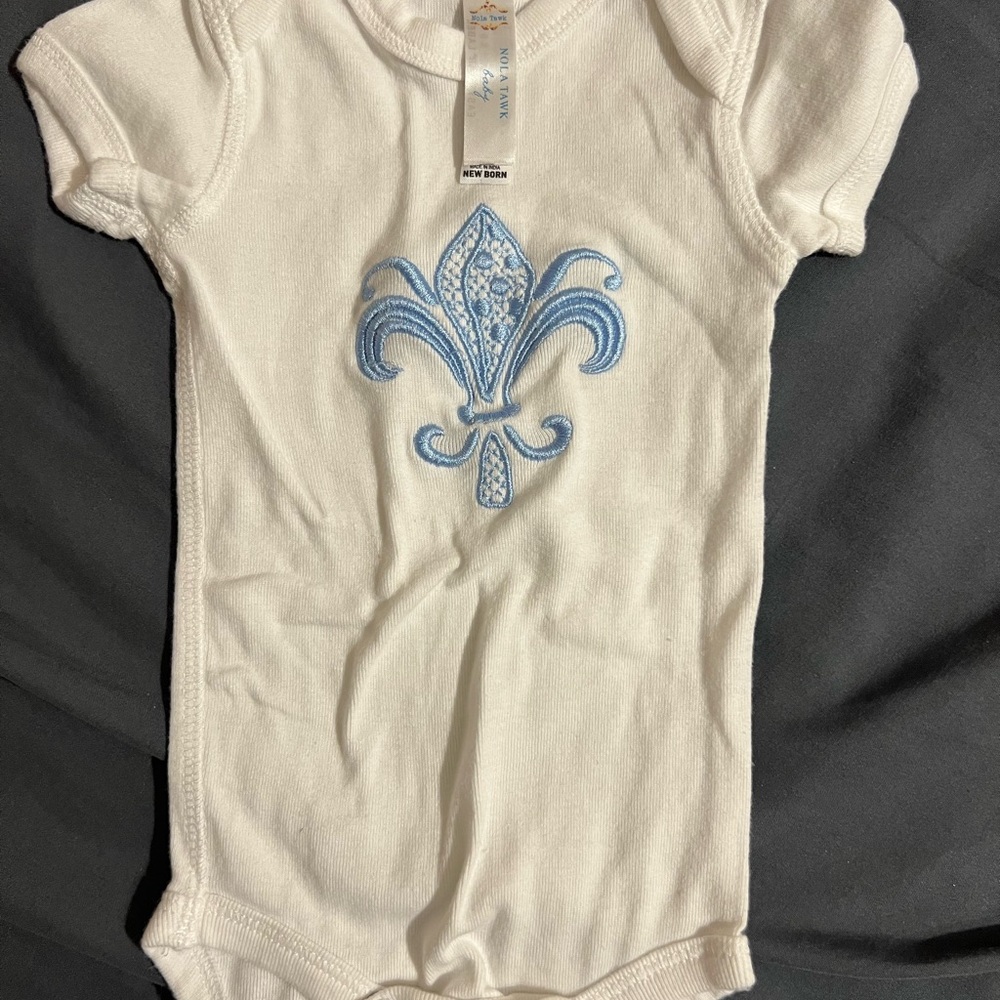 White and Blue Fleur-de-Lis Kids Bodysuit